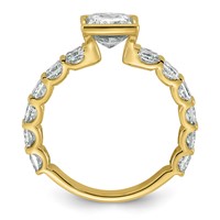 14K Yellow Gold Cert Princess Center Lab Grown Dia VS+ F+ Comp Eng Ring view 2