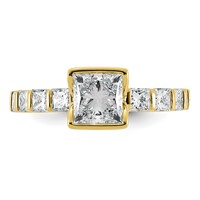 14K Yellow Gold Cert Princess Center Lab Grown Dia VS+ F+ Comp Eng Ring view 4