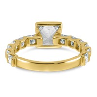 14K Yellow Gold Cert Princess Center Lab Grown Dia VS+ F+ Comp Eng Ring view 5