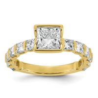 14K Yellow Gold Cert Princess Center Lab Grown Dia VS+ F+ Comp Eng Ring view 1