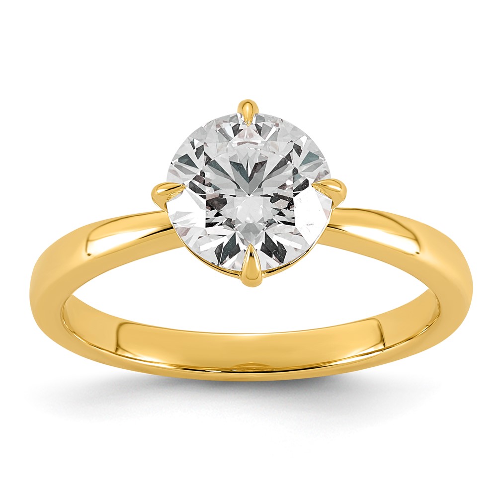 14K Yellow Gold 1.50 Carat Certified Lab Grown Diamond VS+ F+ Complete Round Four Prong Solitaire Ring