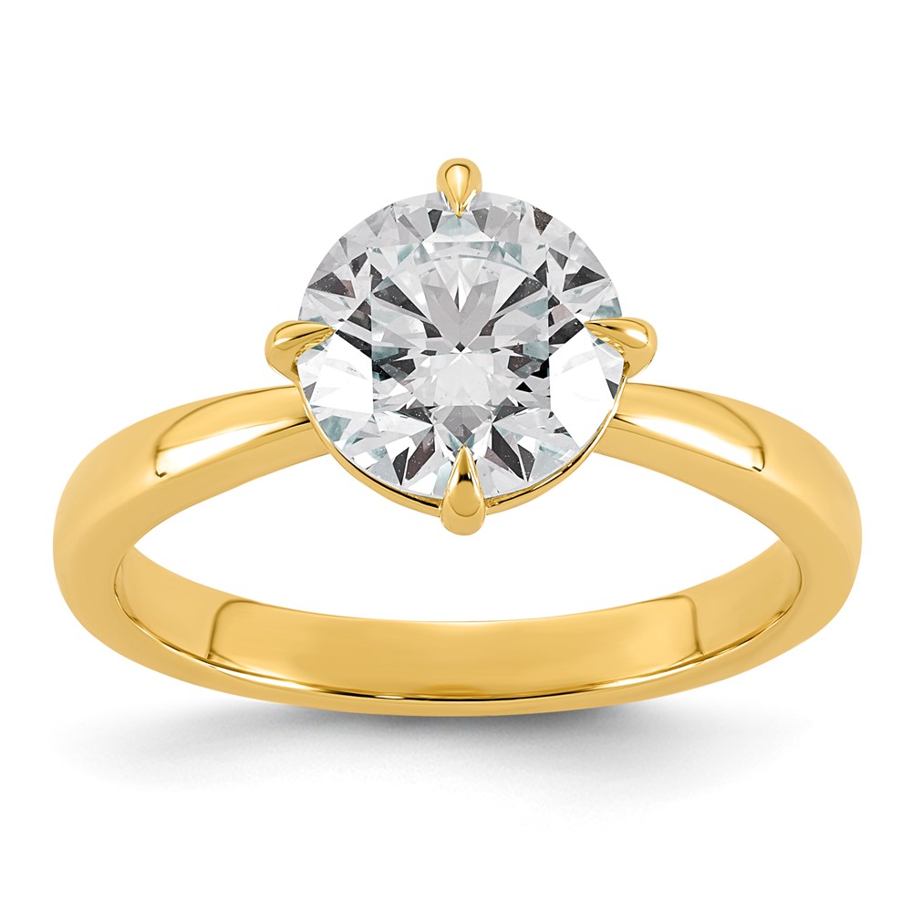14K Yellow Gold 2 Carat Certified Lab Grown Diamond VS+ F+ Complete Round Four Prong Solitaire Ring