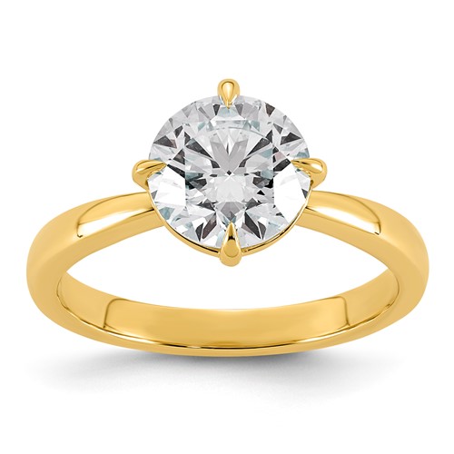 14K Yellow Gold 2 Carat Certified Lab Grown Diamond VS+ F+ Complete Round Four Prong Solitaire Ring