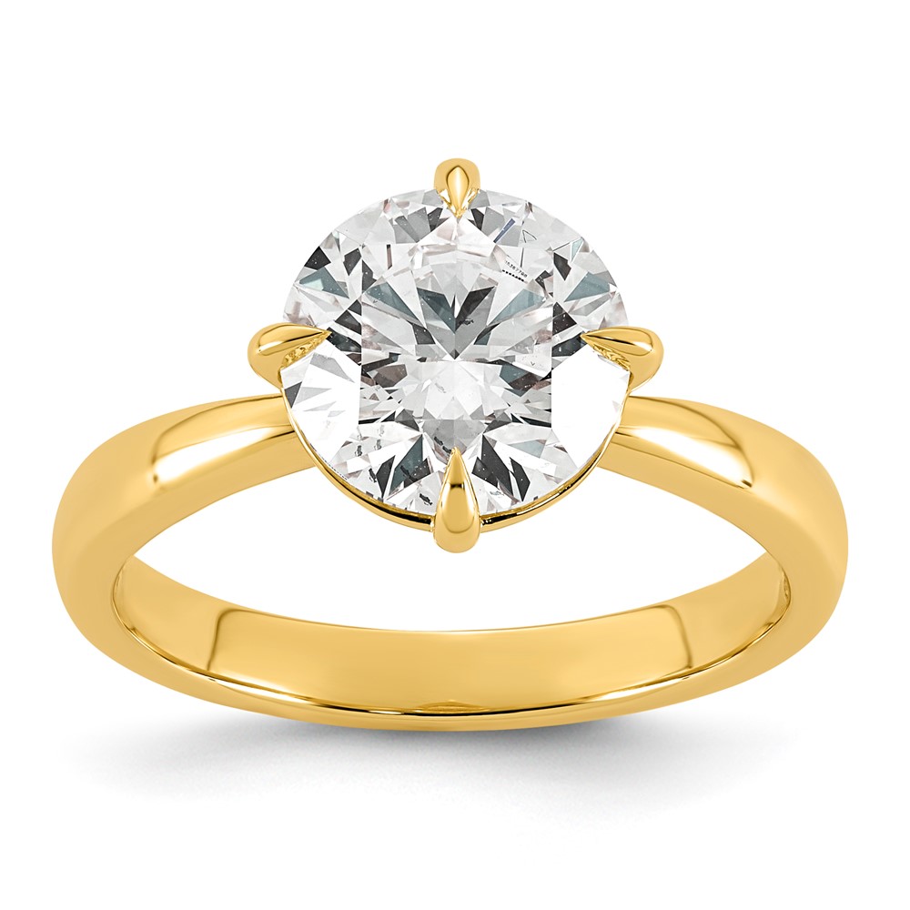 14K Yellow Gold 2.50 Carat Certified Lab Grown Diamond VS+ F+ Complete Round Four Prong Solitaire Ring