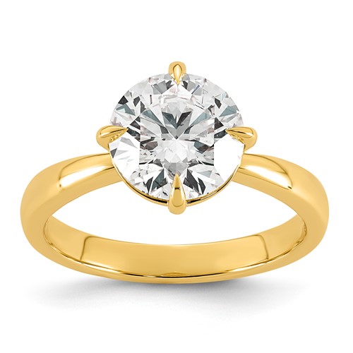 14K Yellow Gold 2.50 Carat Certified Lab Grown Diamond VS+ F+ Complete Round Four Prong Solitaire Ring
