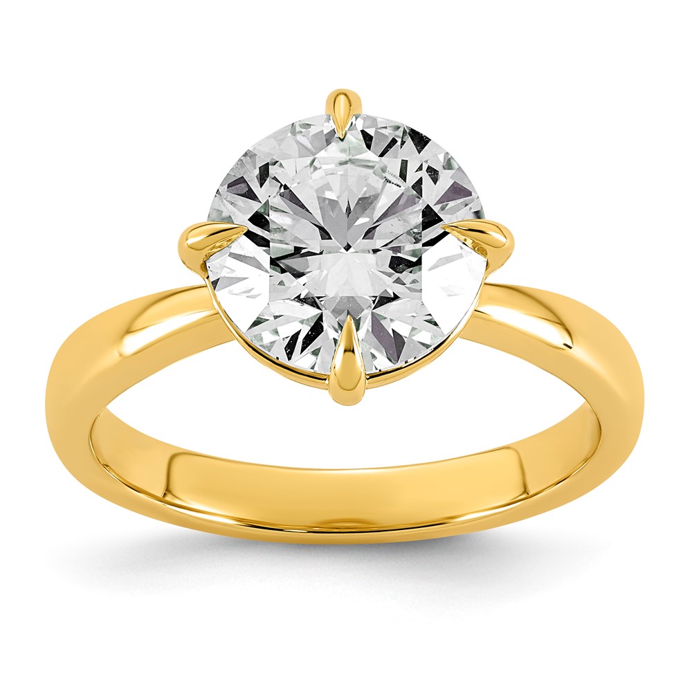 14K Yellow Gold 3 Carat Certified Lab Grown Diamond VS+ F+ Complete Round Four Prong Solitaire Ring