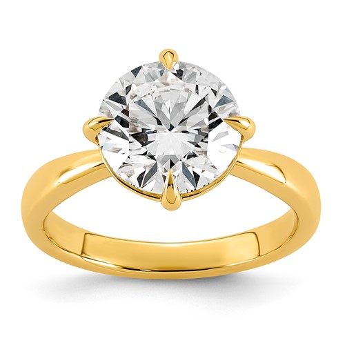 14K Yellow Gold 3.50 Carat Certified Lab Grown Diamond VS+ F+ Complete Round Four Prong Solitaire Ring