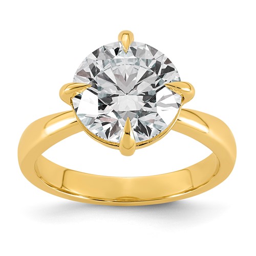 14K Yellow Gold 4 Carat Certified Lab Grown Diamond VS+ F+ Complete Round Four Prong Solitaire Ring