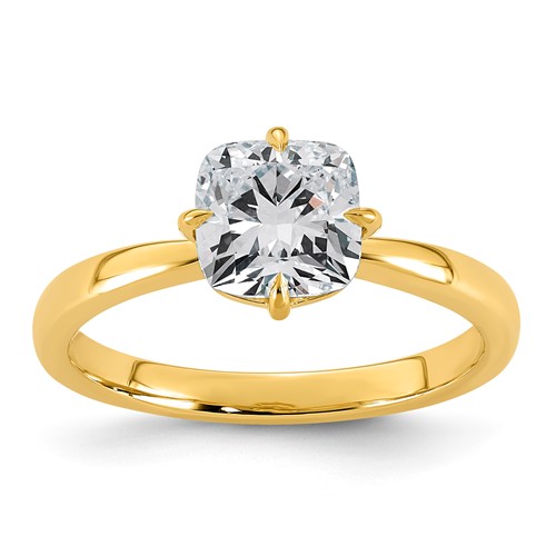 14K Yellow Gold 1.50 Carat Certified Lab Grown Diamond VS+ F+ Cushion Complete Solitaire Engagement Ring