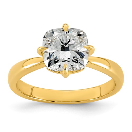 14K Yellow Gold 2.50 Carat Certified Lab Grown Diamond VS+ F+ Cushion Complete Solitaire Engagement Ring