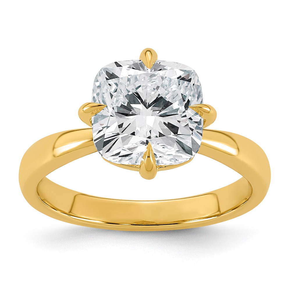 14K Yellow Gold 3.50 Carat Certified Lab Grown Diamond VS+ F+ Cushion Complete Solitaire Engagement Ring