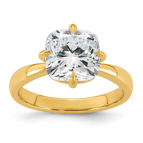 14K Yellow Gold 3.50 Carat Certified Lab Grown Diamond VS+ F+ Cushion Complete Solitaire Engagement Ring