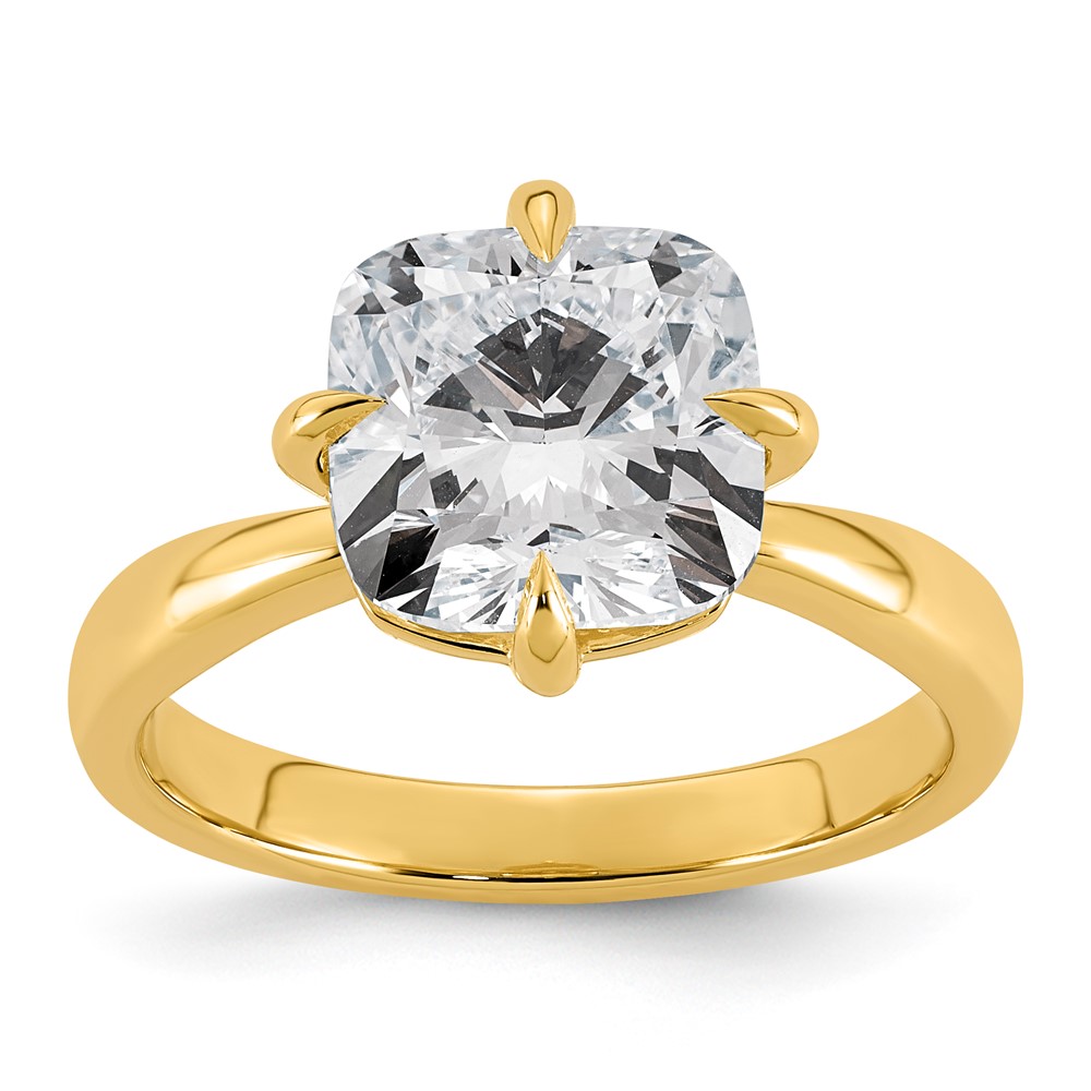 14K Yellow Gold 4 Carat Certified Lab Grown Diamond VS+ F+ Cushion Complete Solitaire Engagement Ring