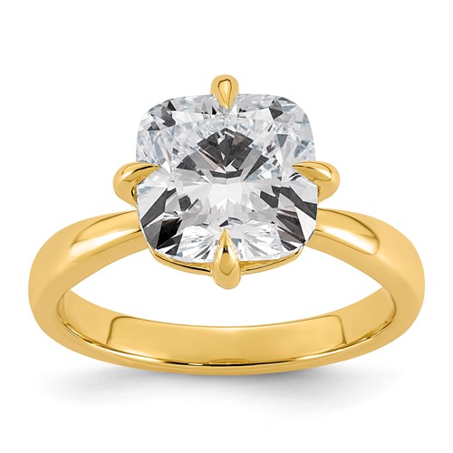 14K Yellow Gold 4 Carat Certified Lab Grown Diamond VS+ F+ Cushion Complete Solitaire Engagement Ring