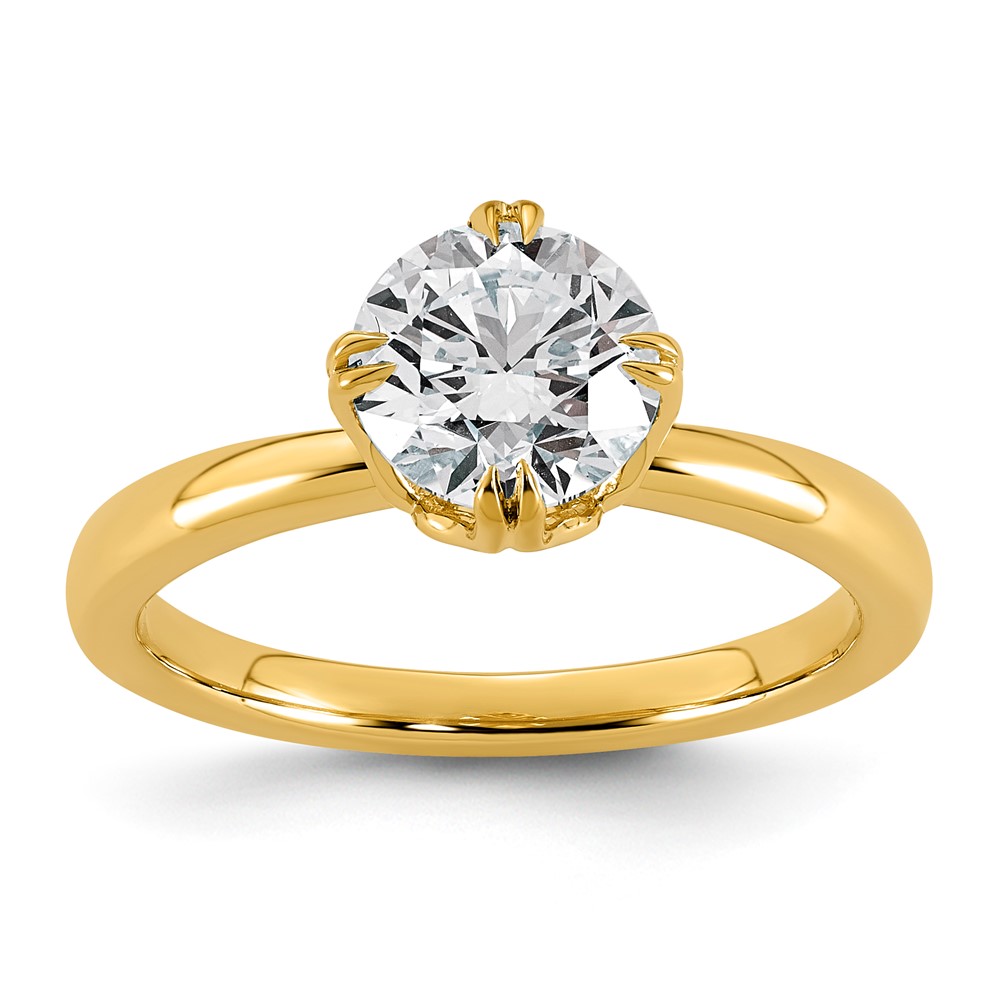 14K Yellow Gold 1.50 Carat Certified Lab Grown Diamond VS+ F+ Complete Round Eight Prong Solitaire Ring