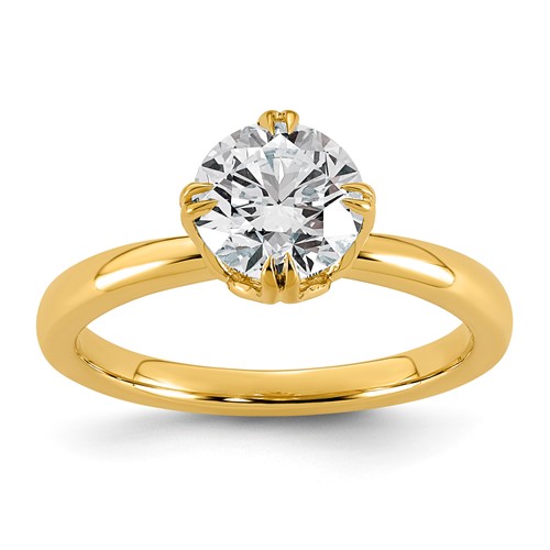 14K Yellow Gold 1.50 Carat Certified Lab Grown Diamond VS+ F+ Complete Round Eight Prong Solitaire Ring
