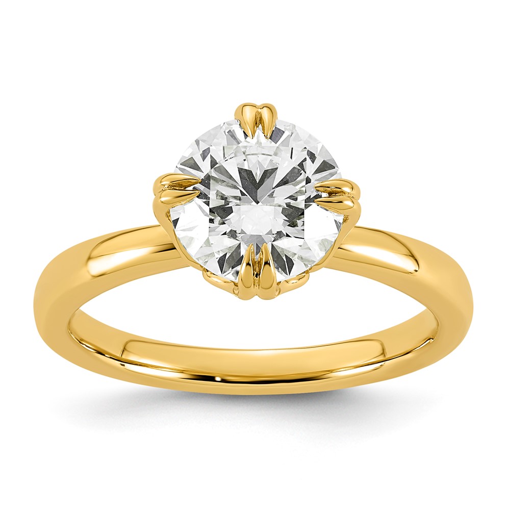 14K Yellow Gold 2 Carat Certified Lab Grown Diamond VS+ F+ Complete Round Eight Prong Solitaire Ring