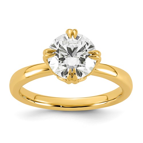 14K Yellow Gold 2 Carat Certified Lab Grown Diamond VS+ F+ Complete Round Eight Prong Solitaire Ring