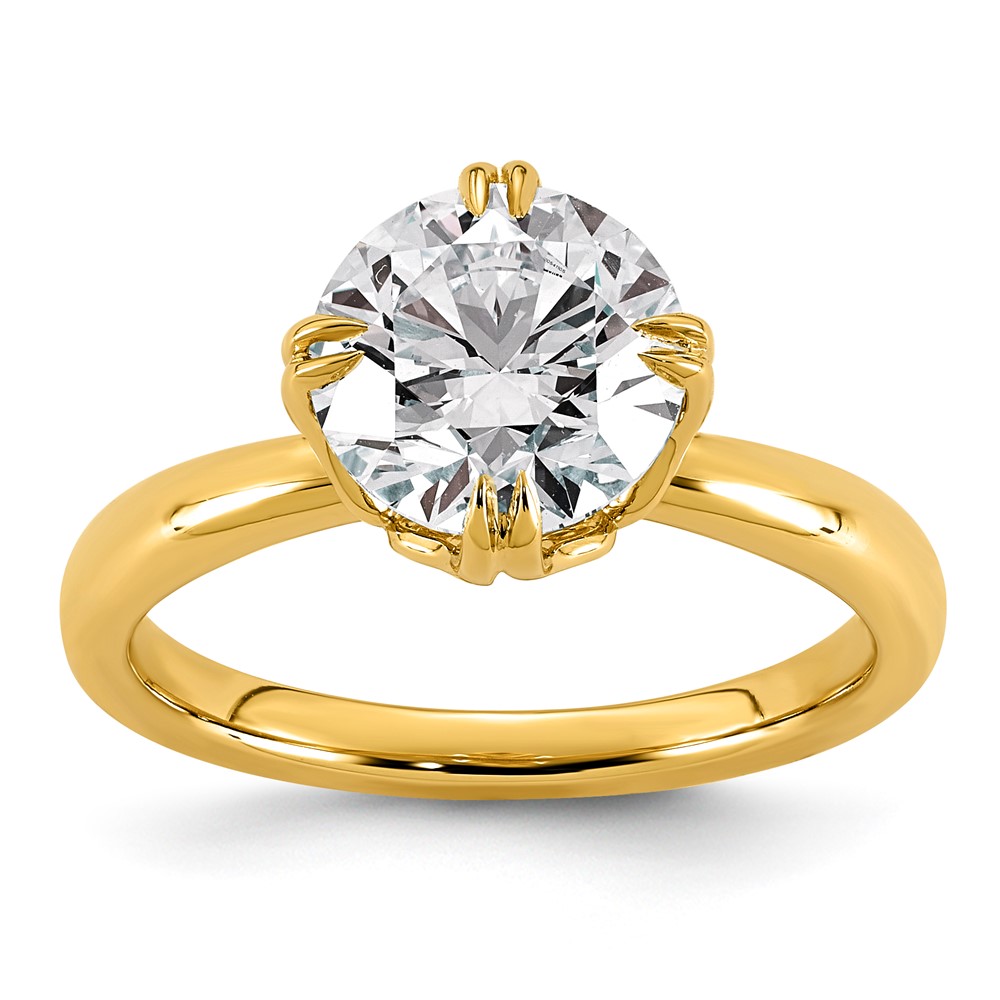 14K Yellow Gold 2.50 Carat Certified Lab Grown Diamond VS+ F+ Complete Round Eight Prong Solitaire Ring