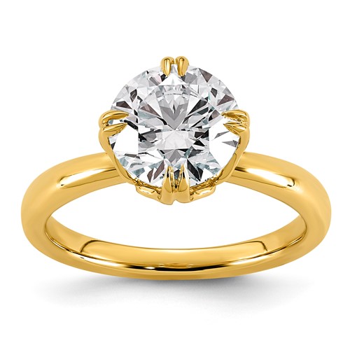 14K Yellow Gold 2.50 Carat Certified Lab Grown Diamond VS+ F+ Complete Round Eight Prong Solitaire Ring