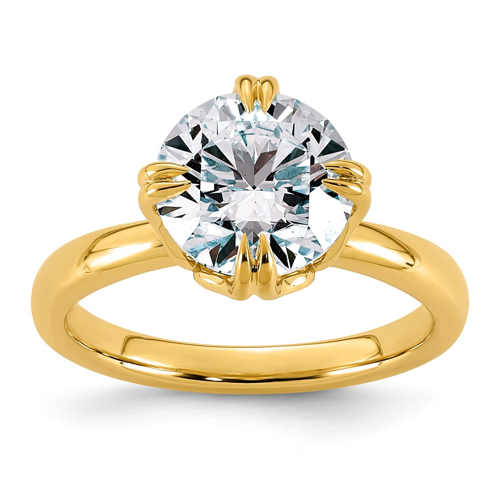 14K Yellow Gold 3 Carat Certified Lab Grown Diamond VS+ F+ Complete Round Eight Prong Solitaire Ring