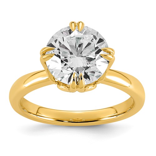 14K Yellow Gold 3.50 Carat Certified Lab Grown Diamond VS+ F+ Complete Round Eight Prong Solitaire Ring