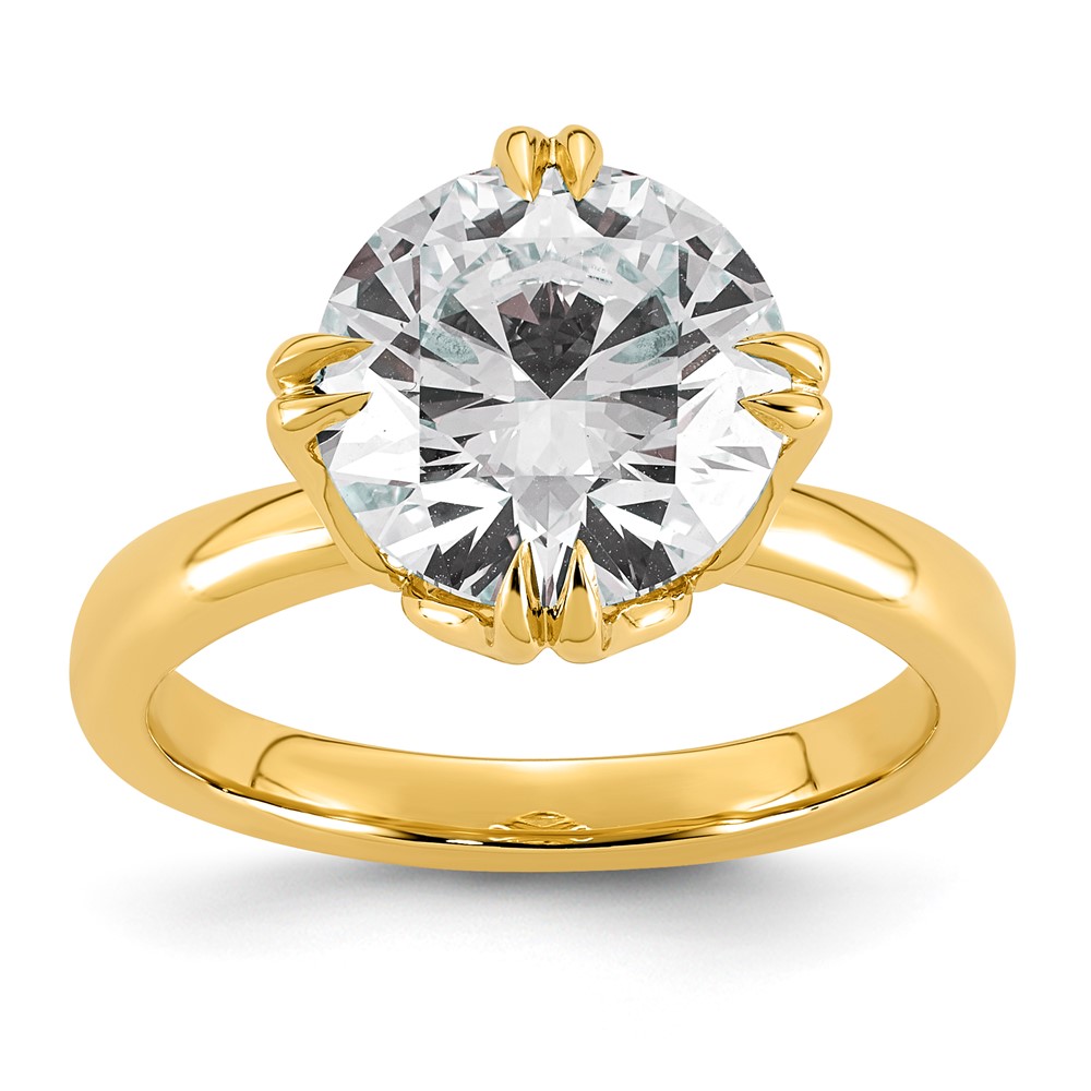14K Yellow Gold 4 Carat Certified Lab Grown Diamond VS+ F+ Complete Round Eight Prong Solitaire Ring