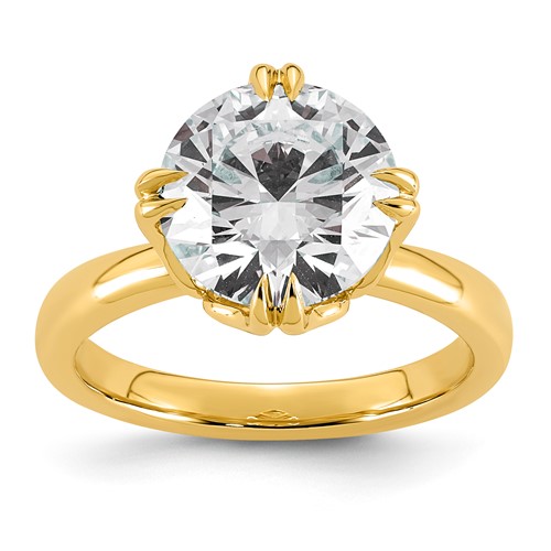 14K Yellow Gold 4 Carat Certified Lab Grown Diamond VS+ F+ Complete Round Eight Prong Solitaire Ring