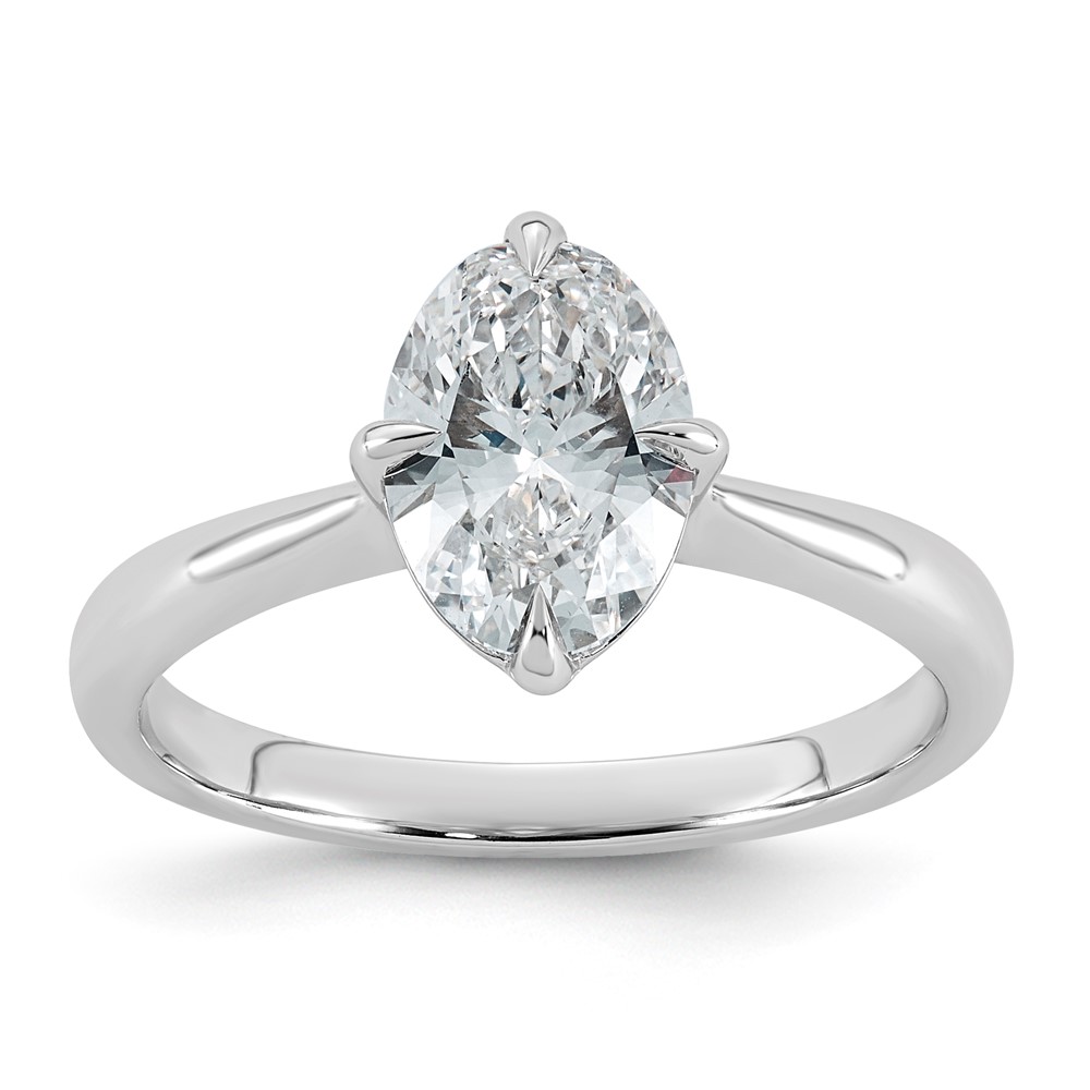 14K White Gold 1.50 Carat Certified Lab Grown Diamond VS+ F+ Complete Oval Four Prong Solitaire Ring