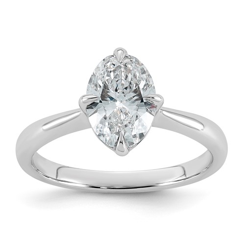 14K White Gold 1.50 Carat Certified Lab Grown Diamond VS+ F+ Complete Oval Four Prong Solitaire Ring