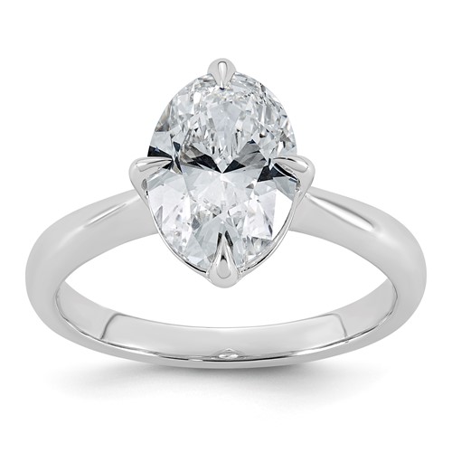 14K White Gold 2.50 Carat Certified Lab Grown Diamond VS+ F+ Complete Oval Four Prong Solitaire Ring