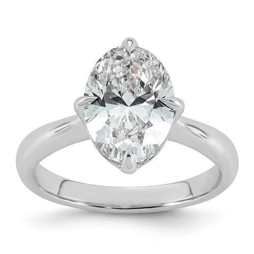14K White Gold 3 Carat Certified Lab Grown Diamond VS+ F+ Complete Oval Four Prong Solitaire Ring