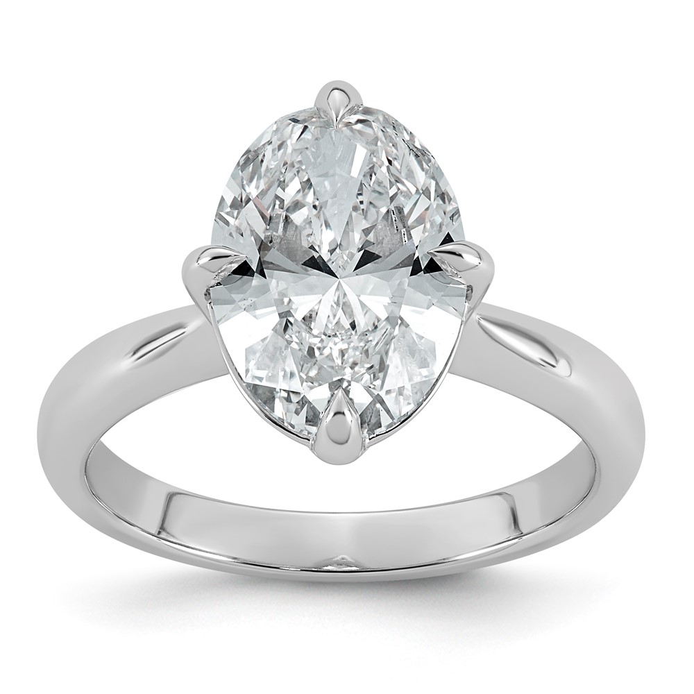 14K White Gold 3.50 Carat Certified Lab Grown Diamond VS+ F+ Complete Oval Four Prong Solitaire Ring