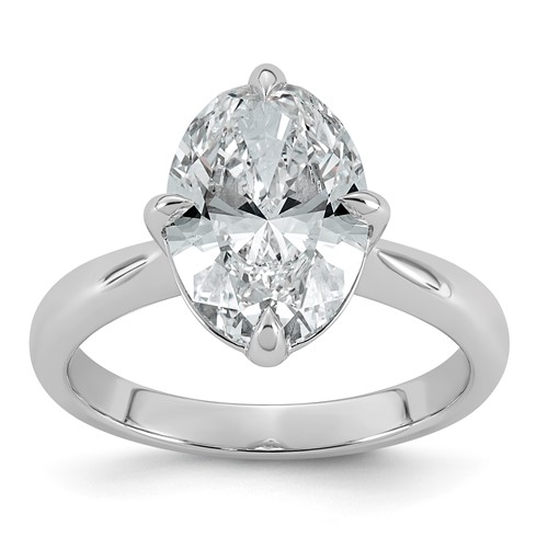14K White Gold 3.50 Carat Certified Lab Grown Diamond VS+ F+ Complete Oval Four Prong Solitaire Ring