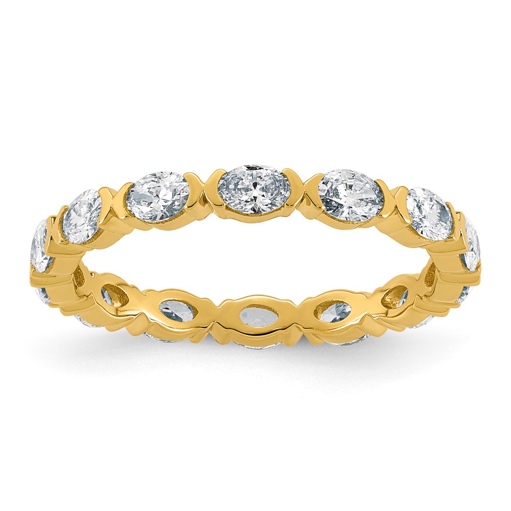 14K Yellow Gold Oval Lab Grown Dia VS+ F+ Eternity Ring