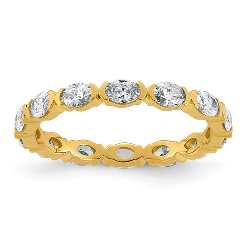 14K Yellow Gold Oval Lab Grown Dia VS+ F+ Eternity Ring