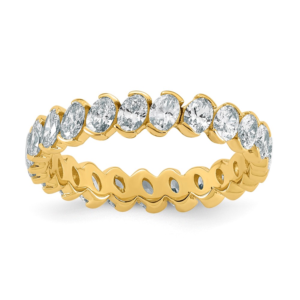 14K Yellow Gold Oval Lab Grown Dia VS+ F+ Eternity Ring