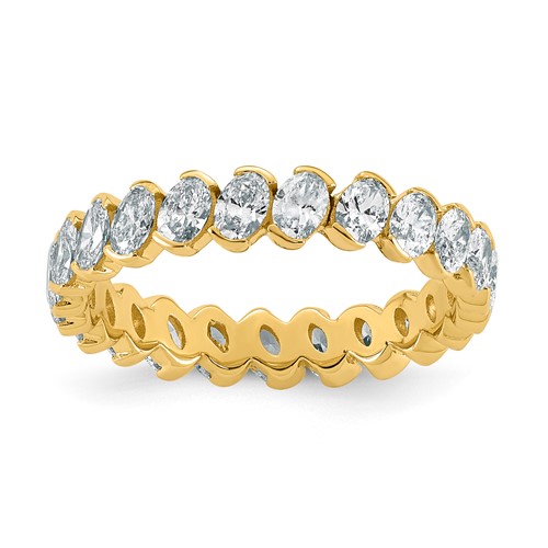 14K Yellow Gold Oval Lab Grown Dia VS+ F+ Eternity Ring