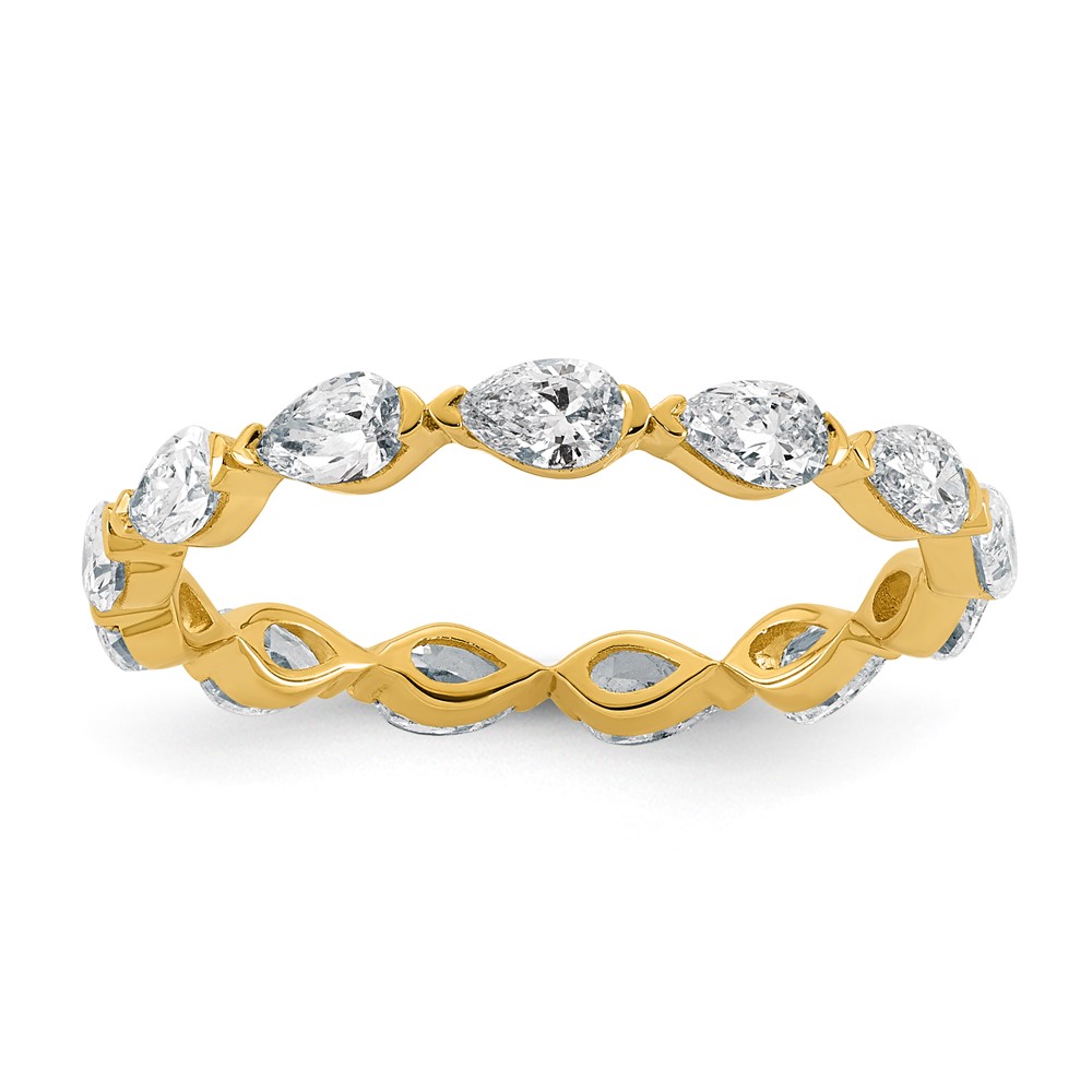 14K Yellow Gold Pear Lab Grown Dia VS+ F+ Eternity Ring