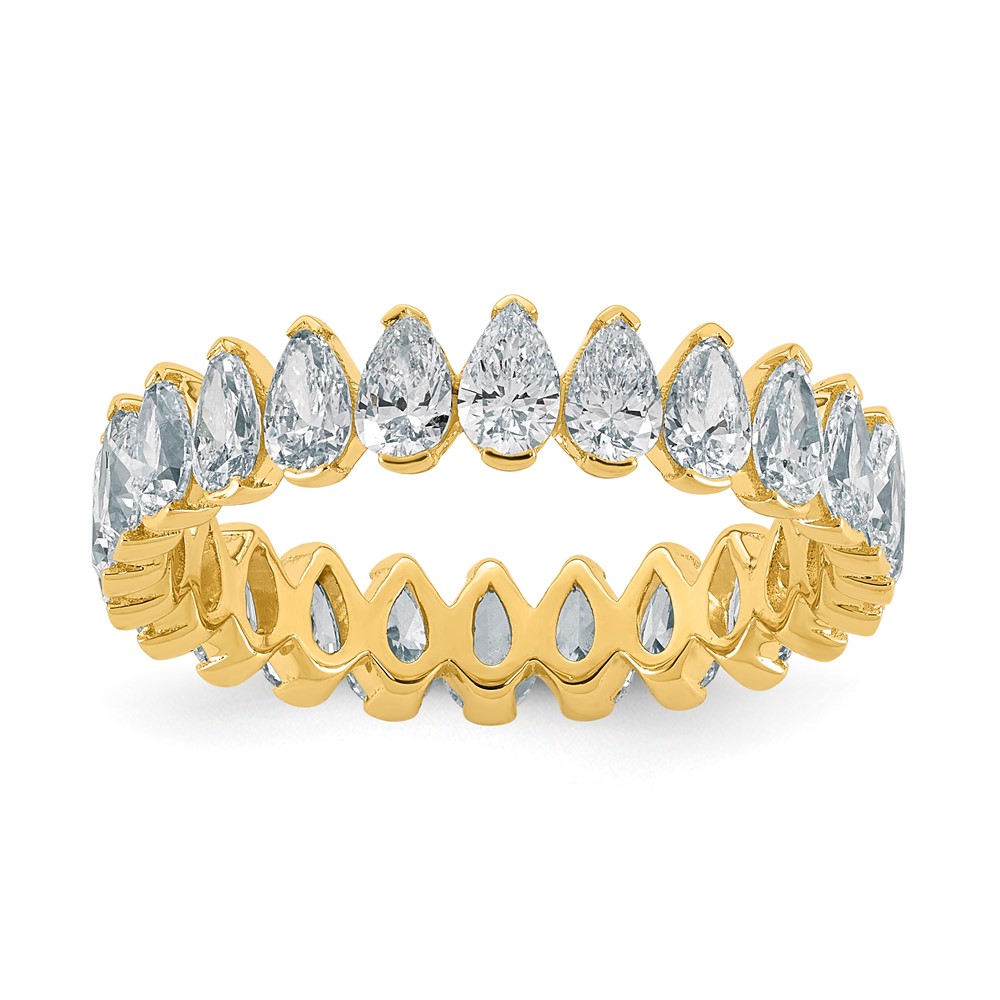 14K Yellow Gold Pear Lab Grown Dia VS+ F+ Eternity Ring