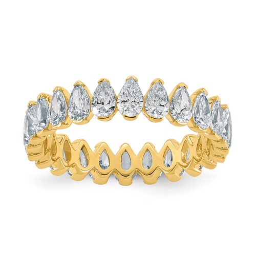 14K Yellow Gold Pear Lab Grown Dia VS+ F+ Eternity Ring