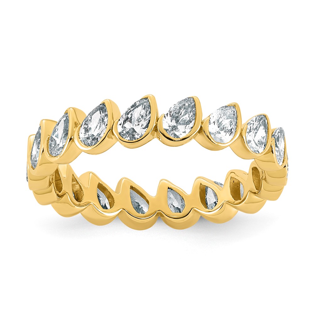 14K Yellow Gold Pear Lab Grown Dia VS+ F+ Eternity Ring