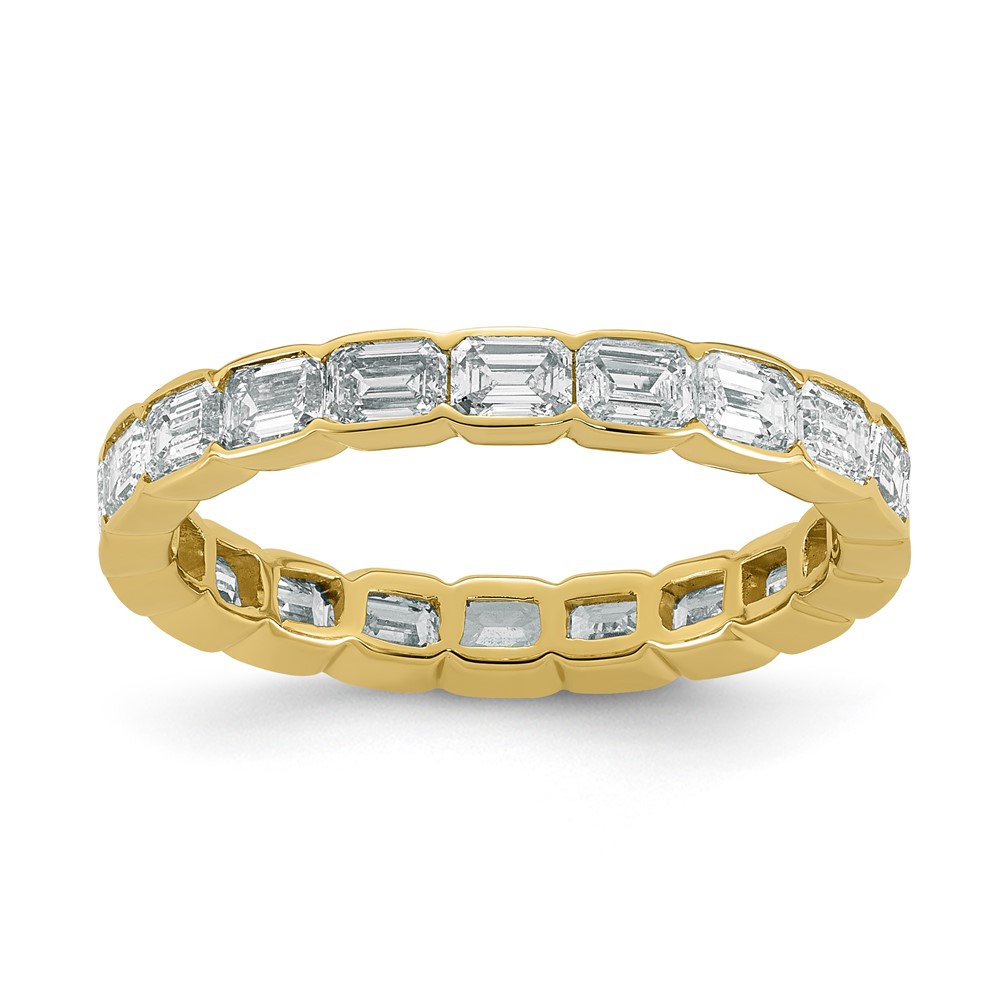 14K Yellow Gold Emerald Lab Grown Dia VS+ F+ Eternity Ring