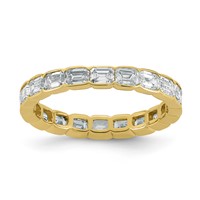 14K Yellow Gold Emerald Lab Grown Dia VS+ F+ Eternity Ring view 1
