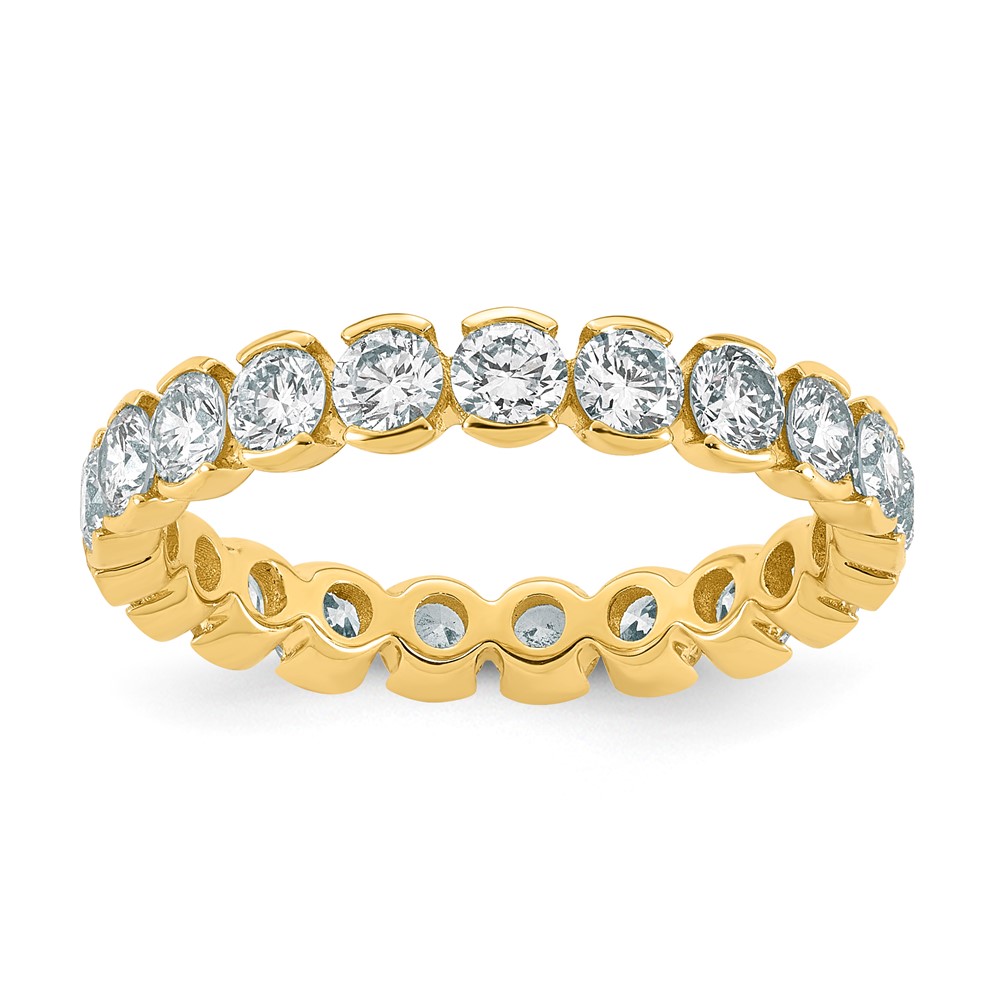 14K Yellow Gold Emerald Lab Grown Dia VS+ F+ Eternity Ring