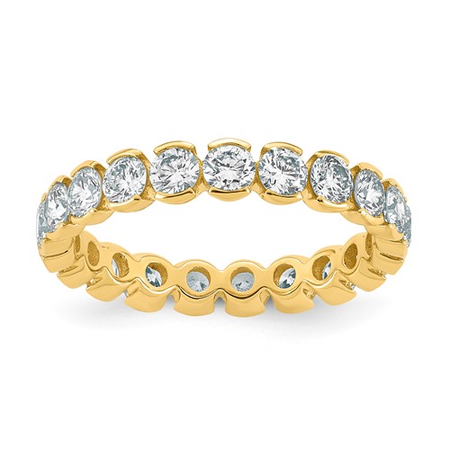 14K Yellow Gold Emerald Lab Grown Dia VS+ F+ Eternity Ring