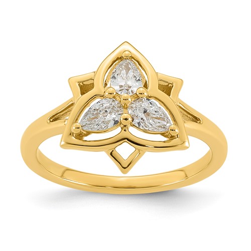 14K Yellow Gold Lab Grown Diamond VS+ F+ Fashion Ring