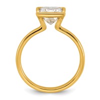 14K Yellow Gold 2 Carat Certified Lab Grown Diamond VS+ F+ Princess Complete Solitaire Half Bezel Engagement Ring view 2