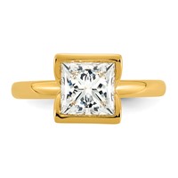 14K Yellow Gold 2 Carat Certified Lab Grown Diamond VS+ F+ Princess Complete Solitaire Half Bezel Engagement Ring view 4