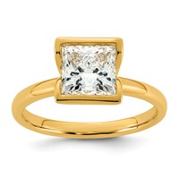 14K Yellow Gold 2 Carat Certified Lab Grown Diamond VS+ F+ Princess Complete Solitaire Half Bezel Engagement Ring view 1